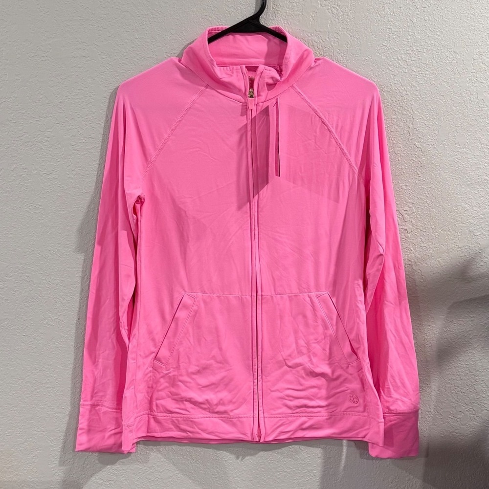 Lilly Pulitzer Hadlee Luxletic Jacket Small Lillys Coral UPF 50+ Pink Zip Up NWT